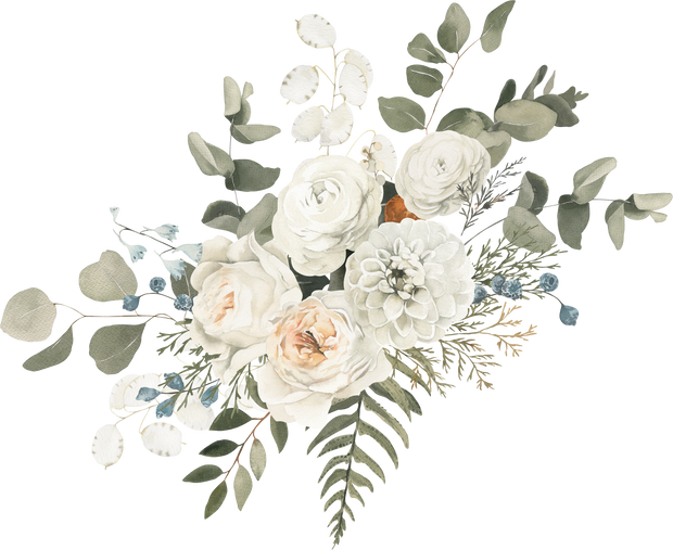 White Flower Bouquet Watercolor